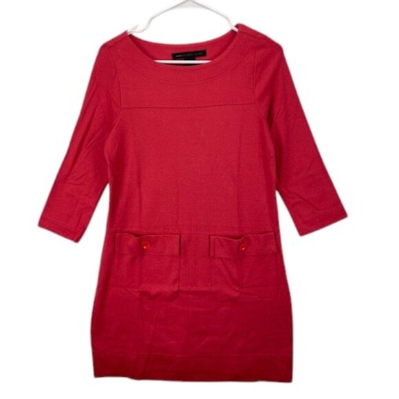 Marc by Marc Jacobs Shift Dress Women’s Size S Red Front Pockets Snap Detail - Picture 1 of 7